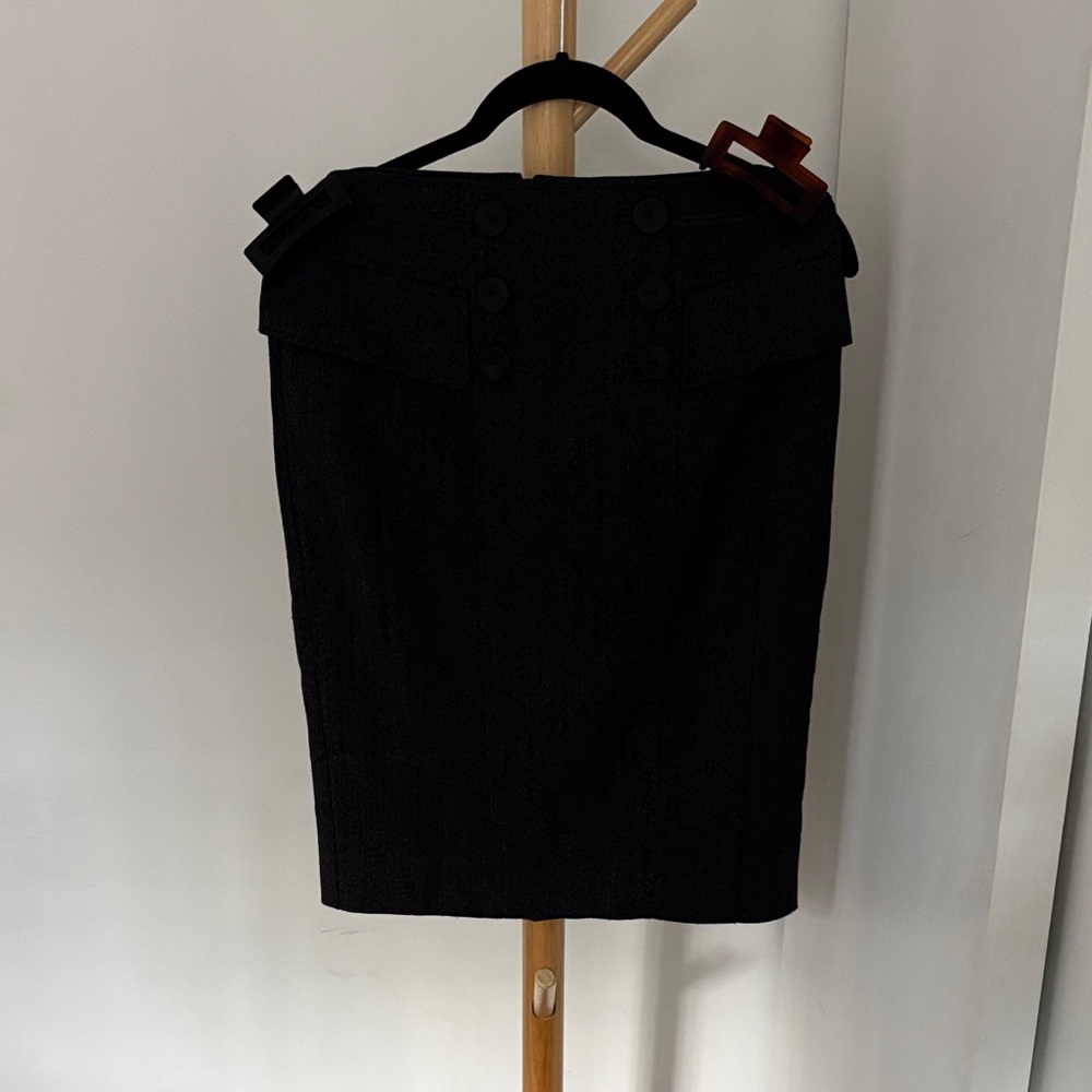 Zara Black Pencil Skirt with Button Detail